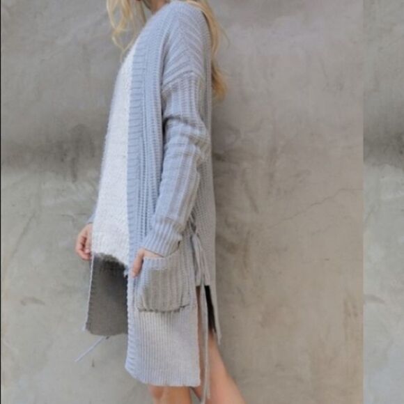 ‎Side Lacing Thick Cardigan Sweater - Picture 2 of 9